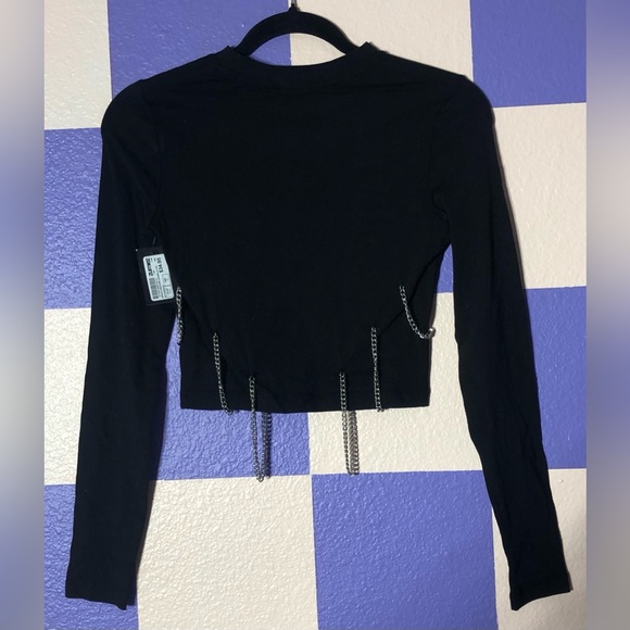 NWT SWIXXZ Creature Chain Black Long Sleeve Crop T-Shirt - Size XS - Picture 4 of 7
